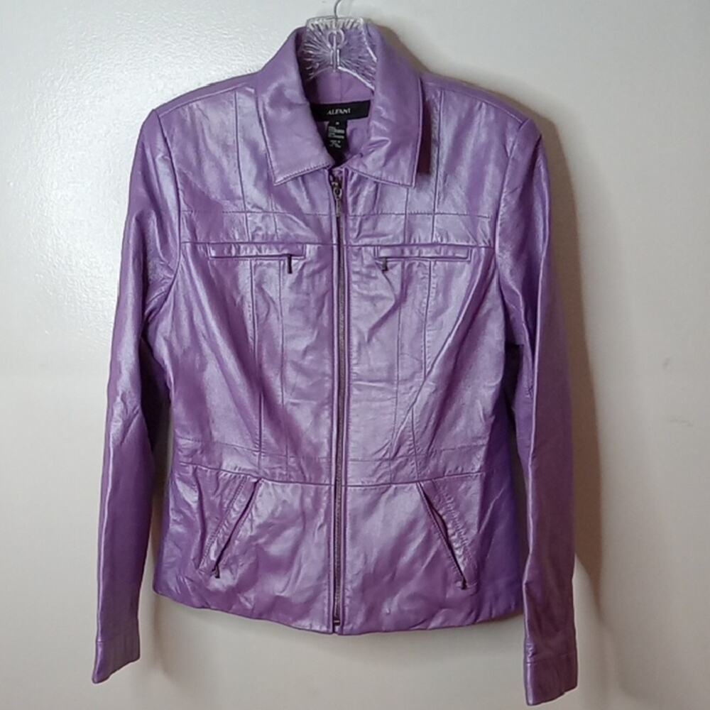 Alfani Women's Size Medium Purple Leather Jacket. Fun and Fabulous